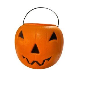 Vintage General Foam Plastics Halloween Pumpkin Bucket Orange Jack-O-Lantern